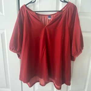 Red velvet blouse